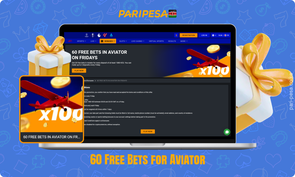 Paripesa Casino is offering Kenyans a 60 free bets bonus for Aviator for depositing into their accounts