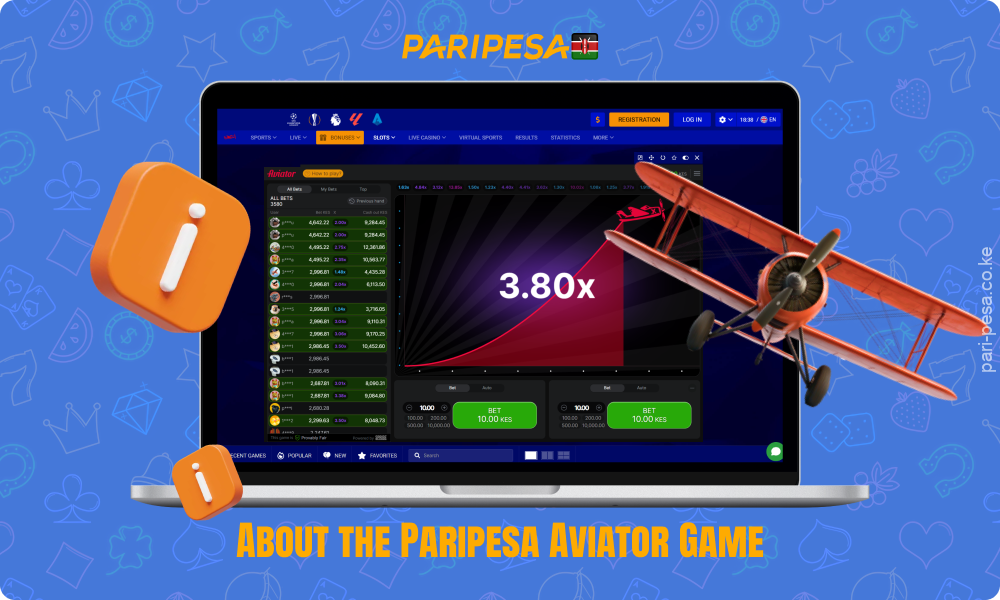 An exciting Paripesa Aviator crash game available on computers and mobile devices in Kenya