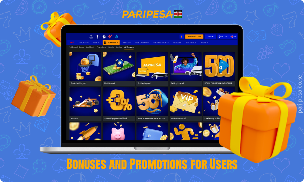 Paripesa offers many bonuses and promotions to ensure that players from Kenya have the best gaming experience