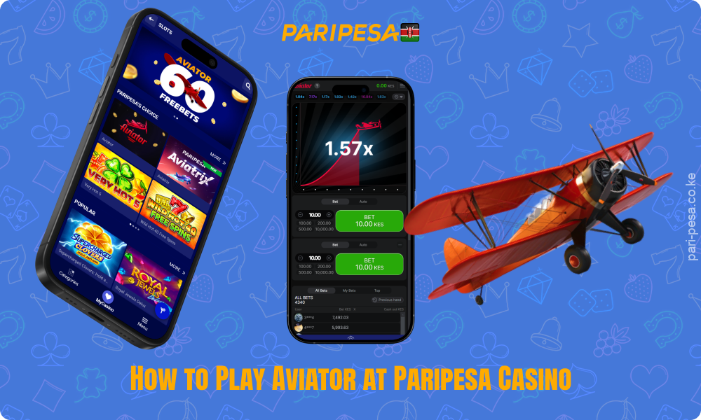 To play Aviator at Paripesa Kenya, register, top up your balance, place your bets and watch the aircraft fly by activating the auto bet and auto payout options