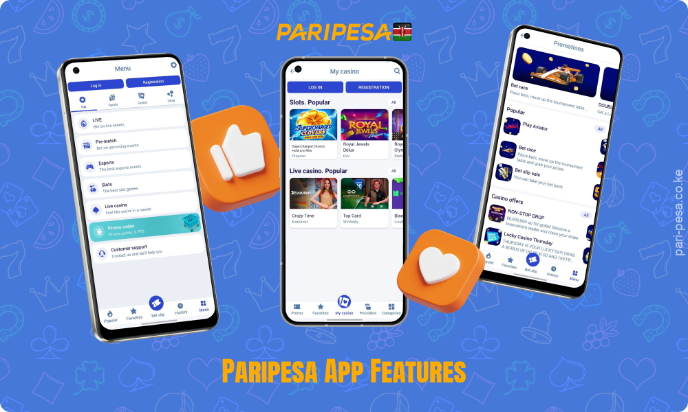 The Paripesa app provides players from Kenya with convenience, mobility, quick access to betting, casino games, bonuses, account management and automatic updates