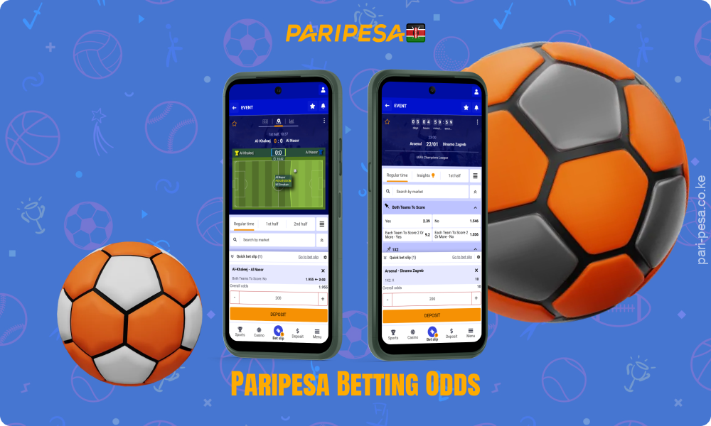 Paripesa Kenya Bookmaker offers pre-match and live odds in different formats, where pre-match odds are calculated by analysts before the game and live odds change in real time during the match