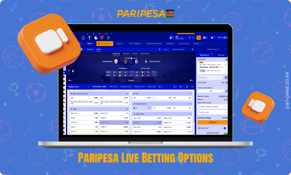 Live at Paripesa you can watch live matches, bet on changing odds and use statistics to analyse events